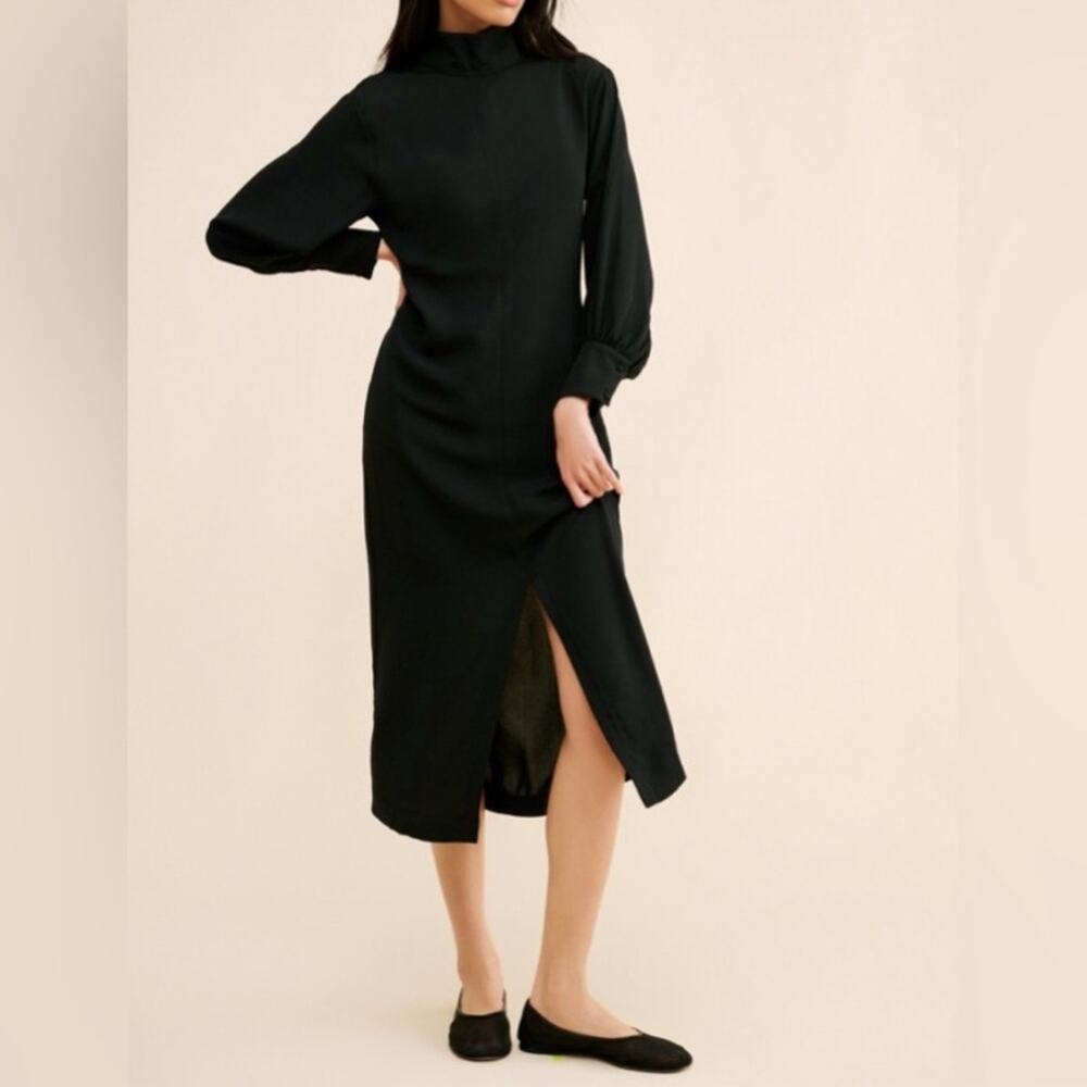 Anthropologie Maeve Women’s Black Long Sleeve Mock Neck Midi Dress Small